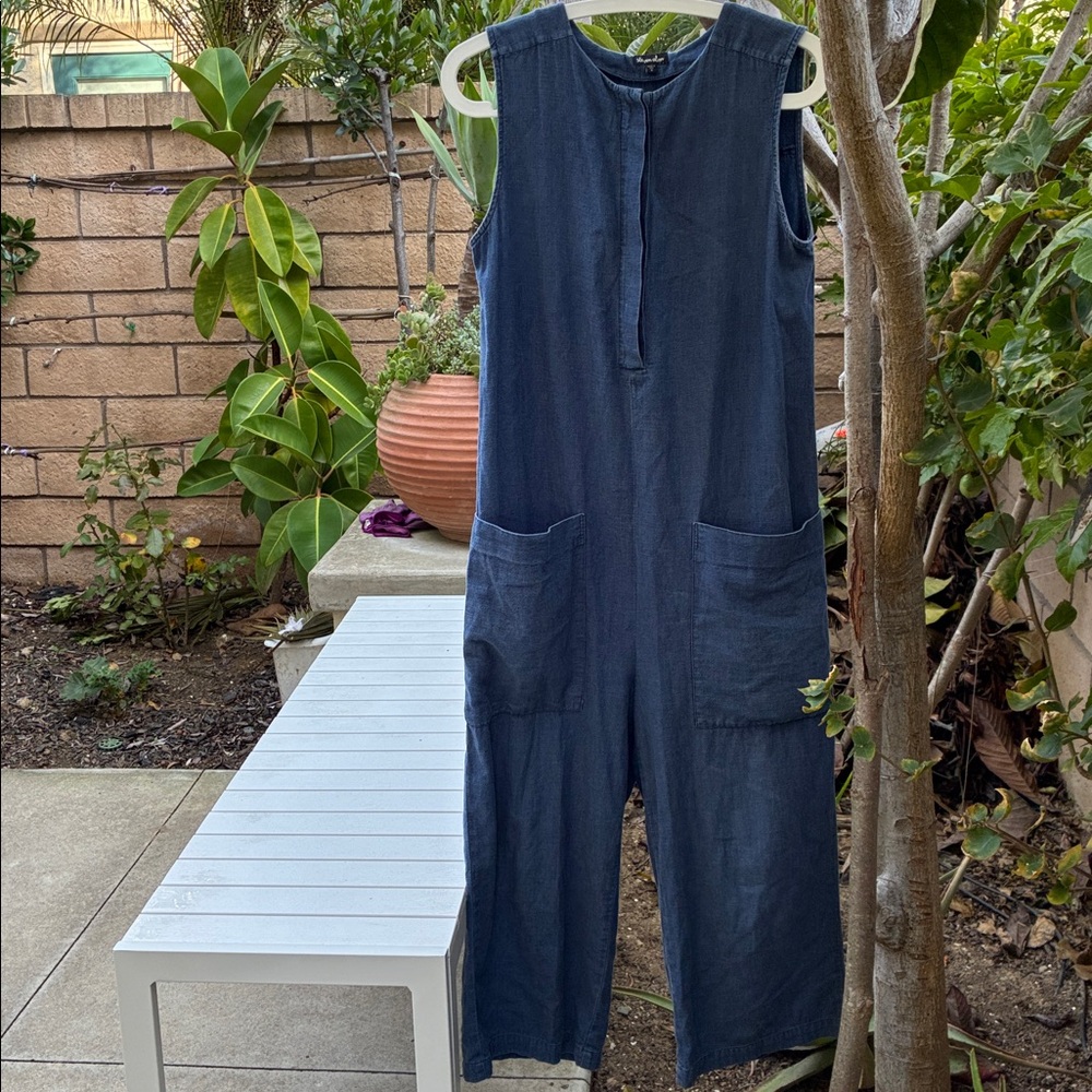 Steven Alan lightweight chambray wide leg jumpsuit small